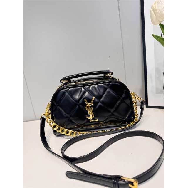 Metal Logo Leather Women Crossbody Bag