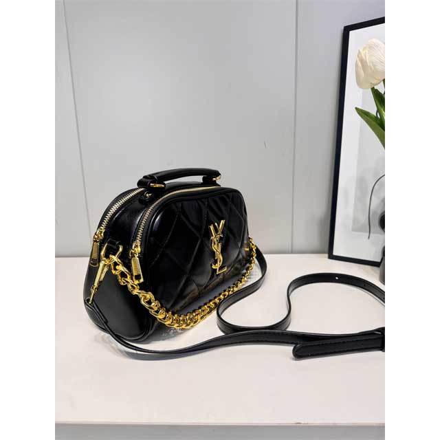 Metal Logo Leather Women Crossbody Bag