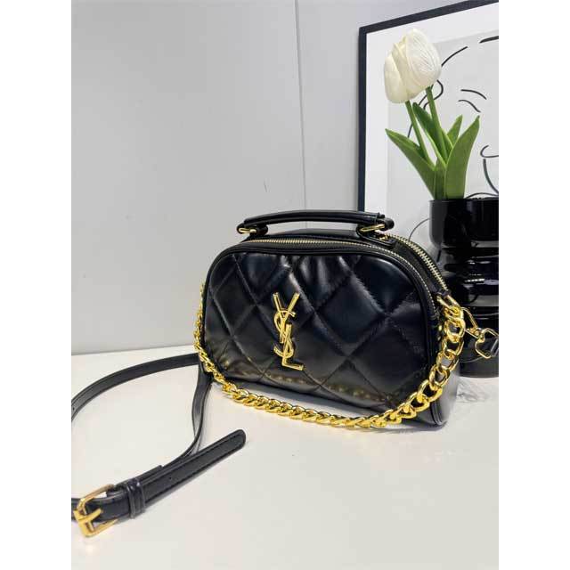 Metal Logo Leather Women Crossbody Bag