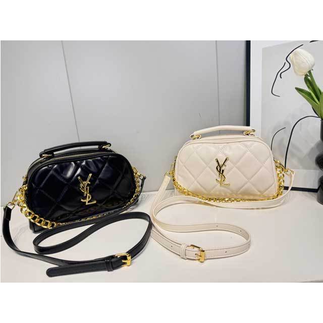 Metal Logo Leather Women Crossbody Bag