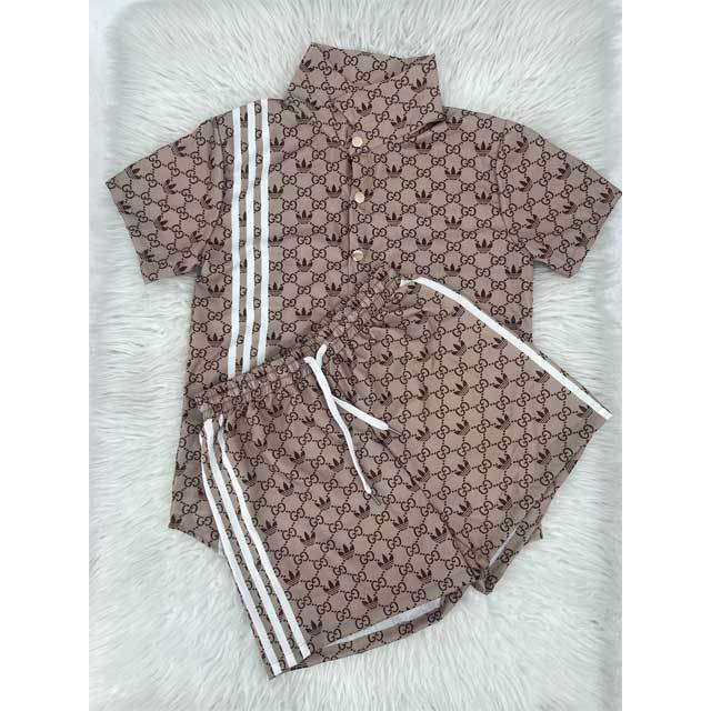 Printed Shirt Top Casual Short Set