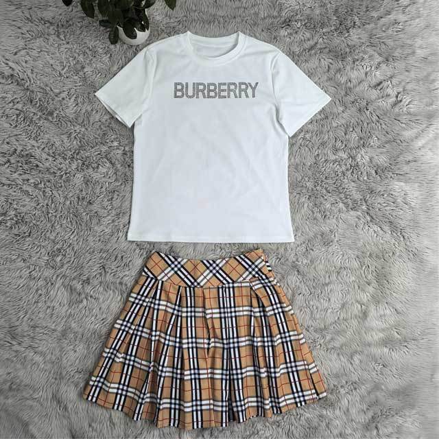 Rhinestones Top Plaid Print Pleated Skirt Set