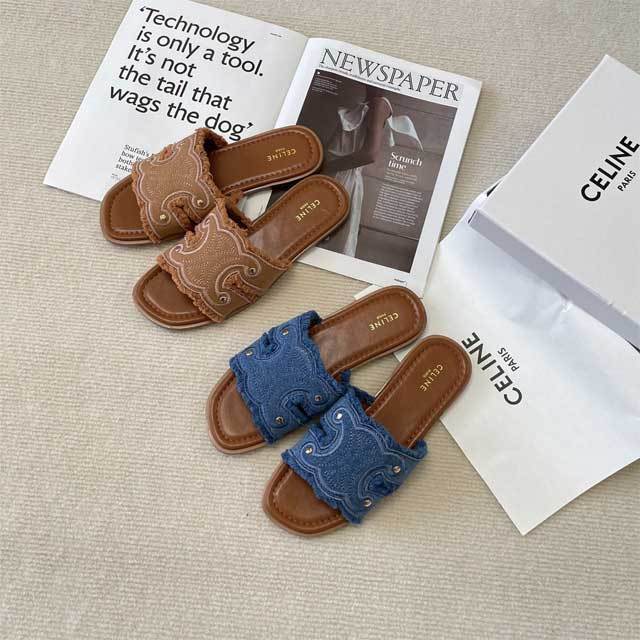 Denim Tassel Fashion Beach Slides
