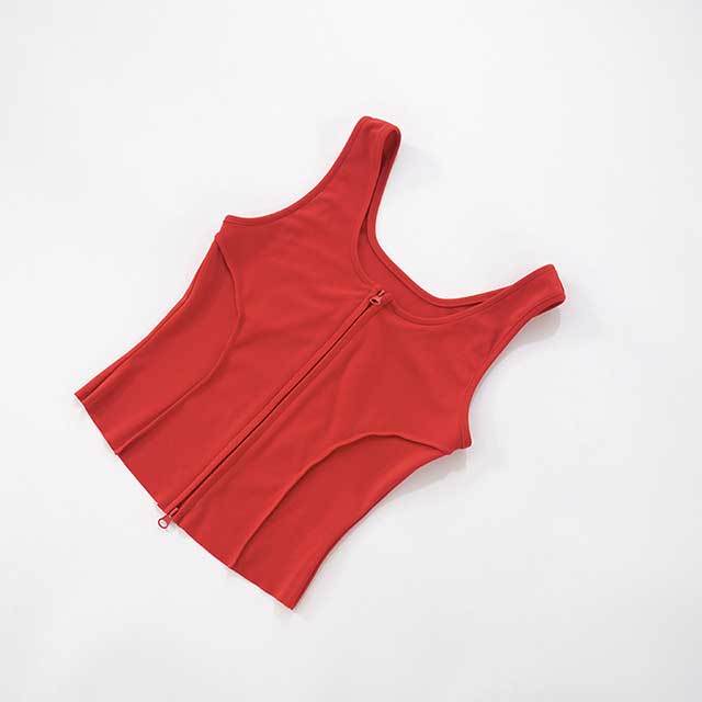 Solid Color Zip Up Tank Top Slim Fit Short Set