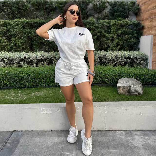 Fashion Embroidery Casual Short Set