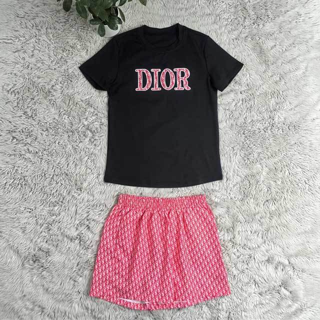 Fashion Embroidery Top Printed Short Set