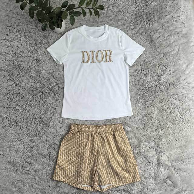 Fashion Embroidery Top Printed Short Set