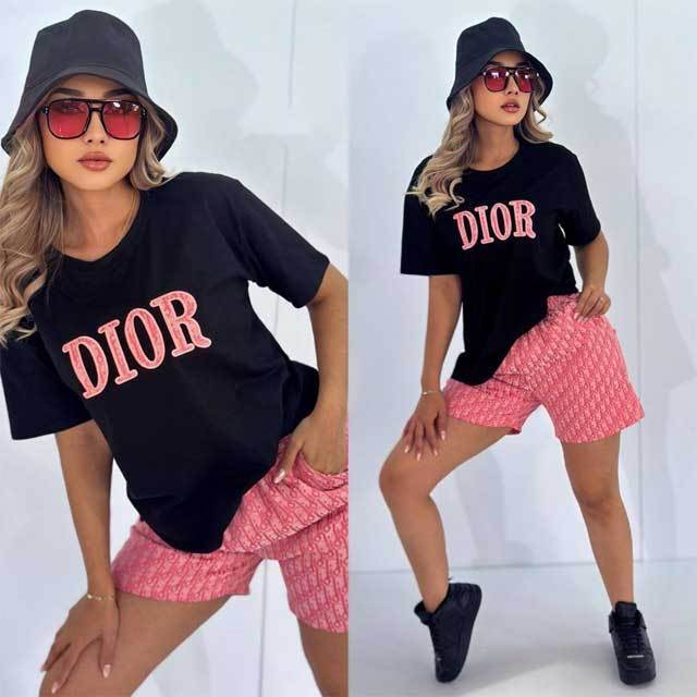 Fashion Embroidery Top Printed Short Set