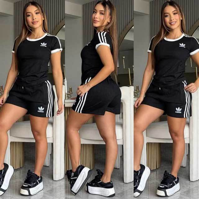 Fashion Striped Sport Short Set