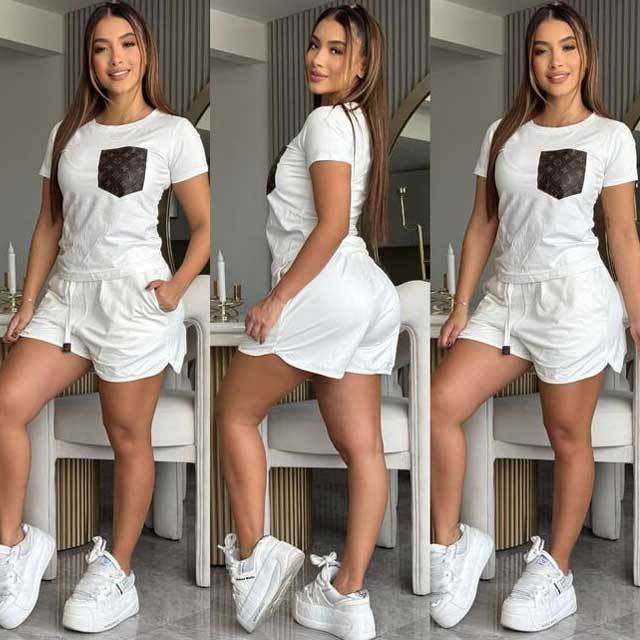 Leather Pocket Casual Women Short Set