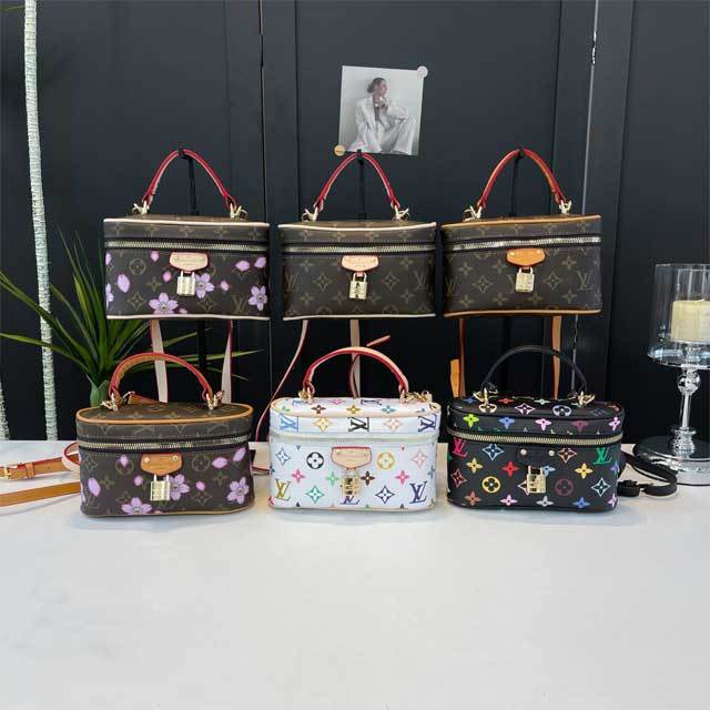 Printed Leather Women Crossbody Makeup Bag