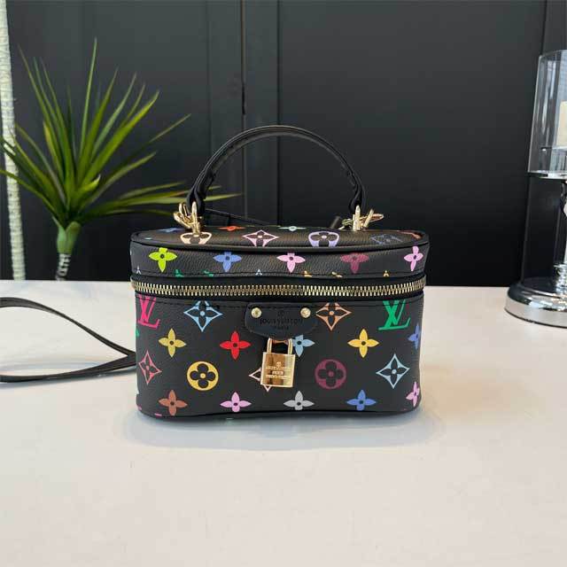 Printed Leather Women Crossbody Makeup Bag
