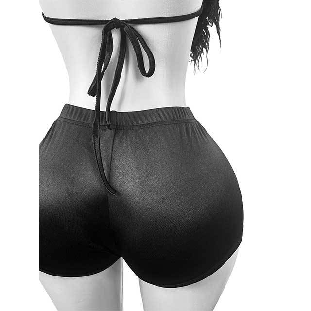 Halter Neck Feather Crop Top Stain Short Set