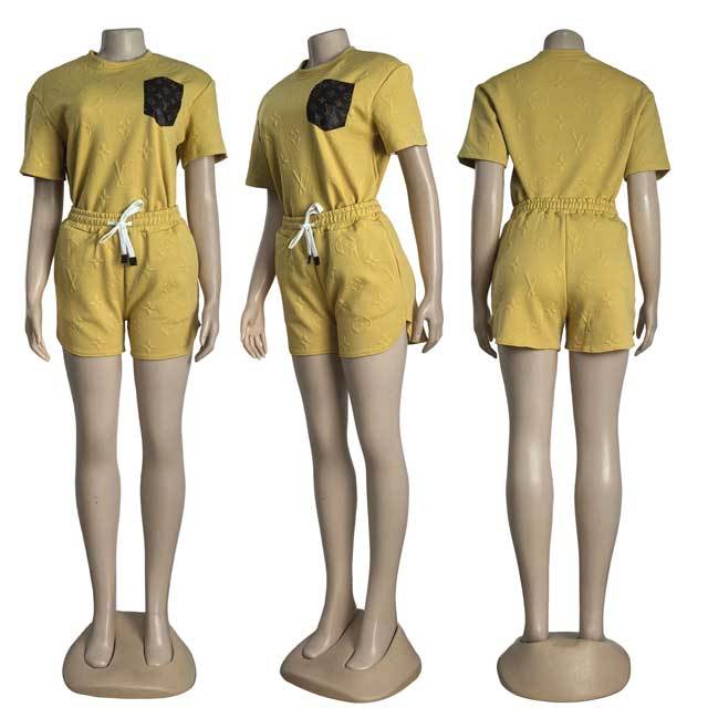 Leather Pocket Jacquard Sport Short Set