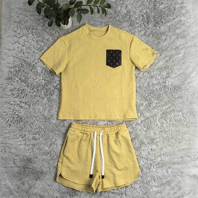 Leather Pocket Jacquard Sport Short Set