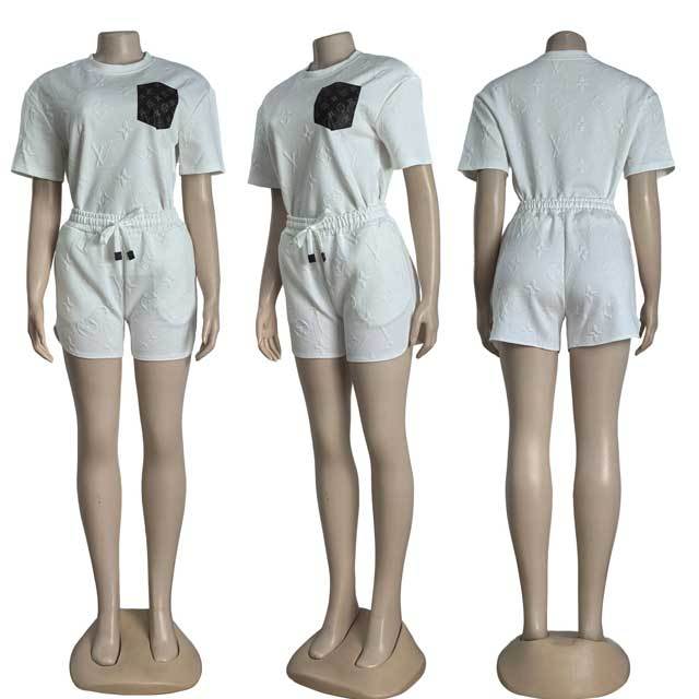 Leather Pocket Jacquard Sport Short Set