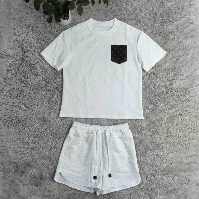 Leather Pocket Jacquard Sport Short Set