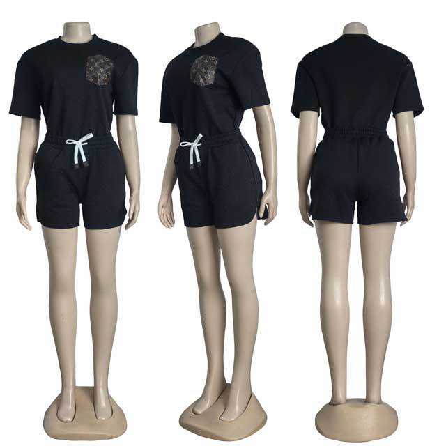 Leather Pocket Jacquard Sport Short Set