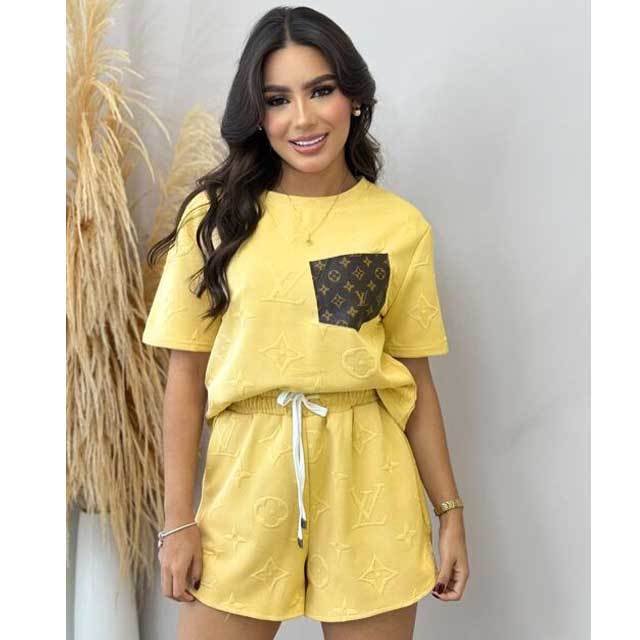 Leather Pocket Jacquard Sport Short Set