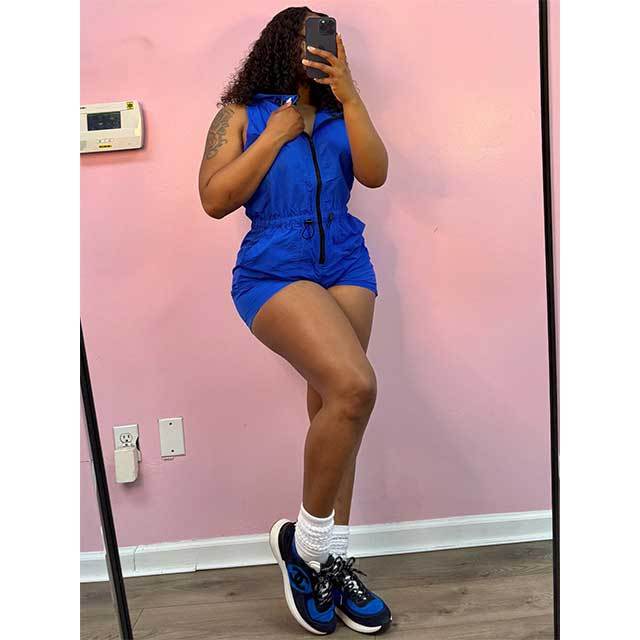 Sleeveless Hooded Zipper Up Casual Romper