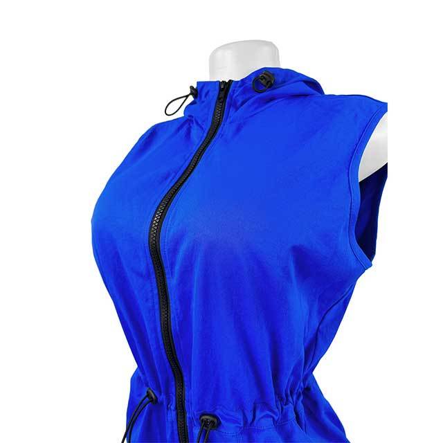 Sleeveless Hooded Zipper Up Casual Romper