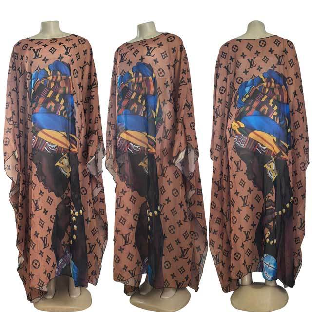 Mesh Printed Beach Maxi Dress