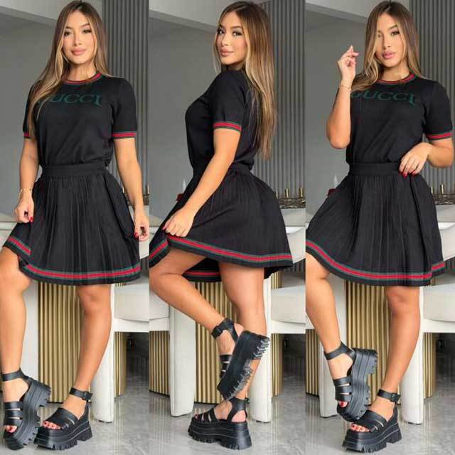 Fashion Knit Pleated Skirt Set