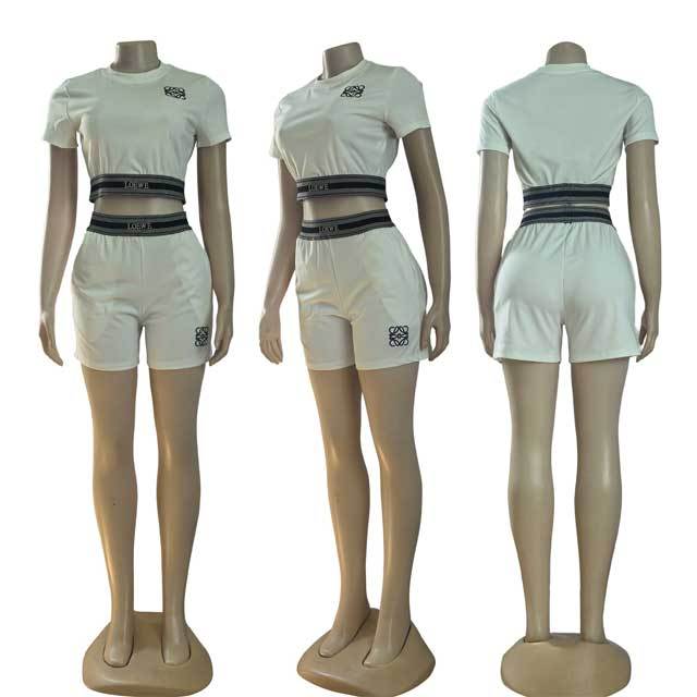 Embroidery Short Sleeve Sport Short Set