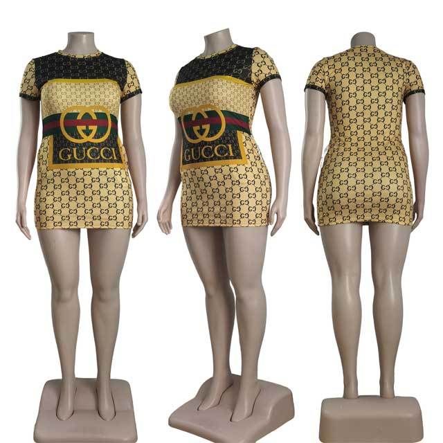 Short Sleeve Printed Bodycon Dress