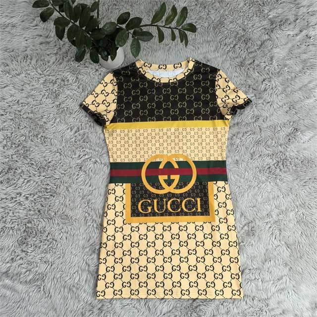 Short Sleeve Printed Bodycon Dress