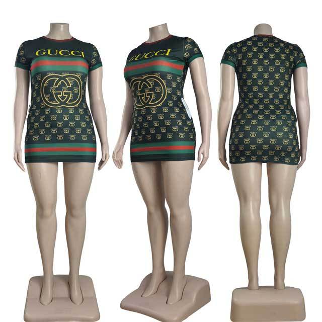Short Sleeve Printed Bodycon Dress