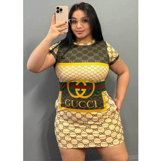 Short Sleeve Printed Bodycon Dress