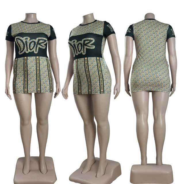 Short Sleeve Printed Bodycon Dress