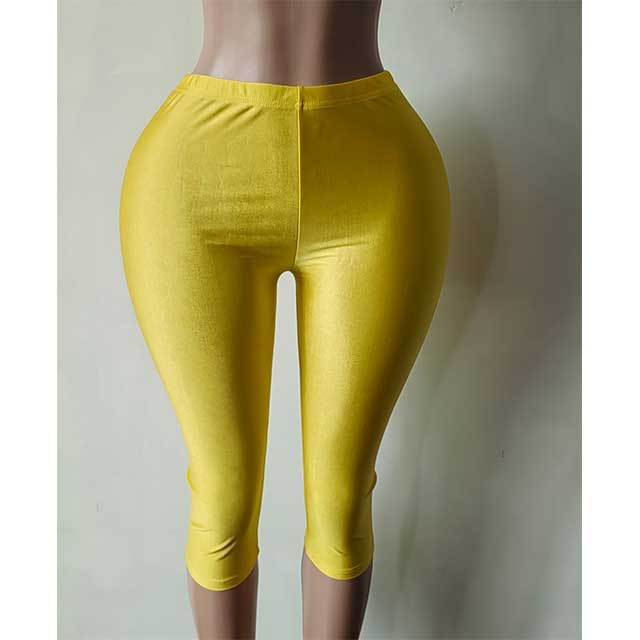 Elastic Waist Slim Fit Cropped Pants