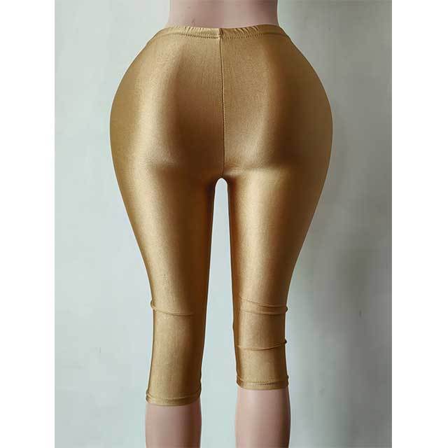 Elastic Waist Slim Fit Cropped Pants