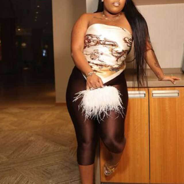 Printed Tied-up Tube Top Slim Cropped Pants Set