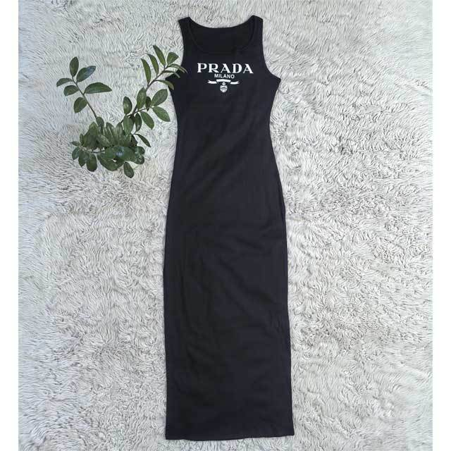 Embroidery Ribbed Slit Maxi Dress