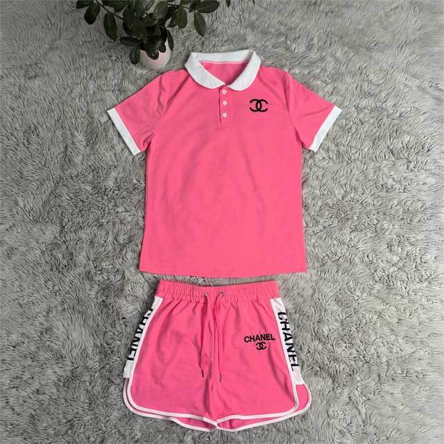 Fashion Embroidery Polo Top Casual Short Set