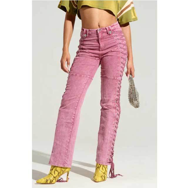 Vintage Denim Lace-Up Jeans