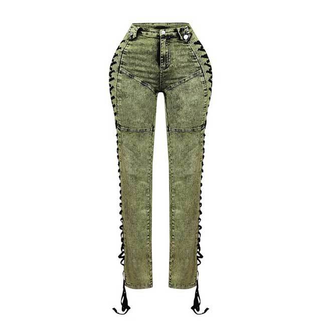 Vintage Denim Lace-Up Jeans