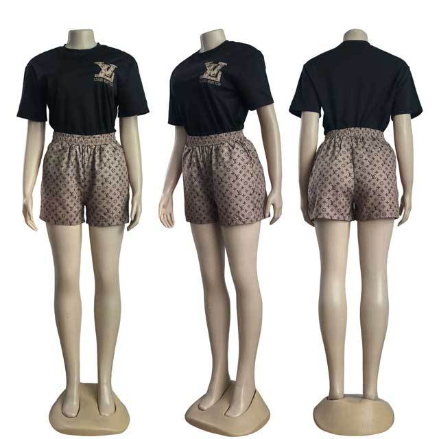 Embroidery Top Casual Printed Short Set