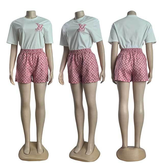 Embroidery Top Casual Printed Short Set