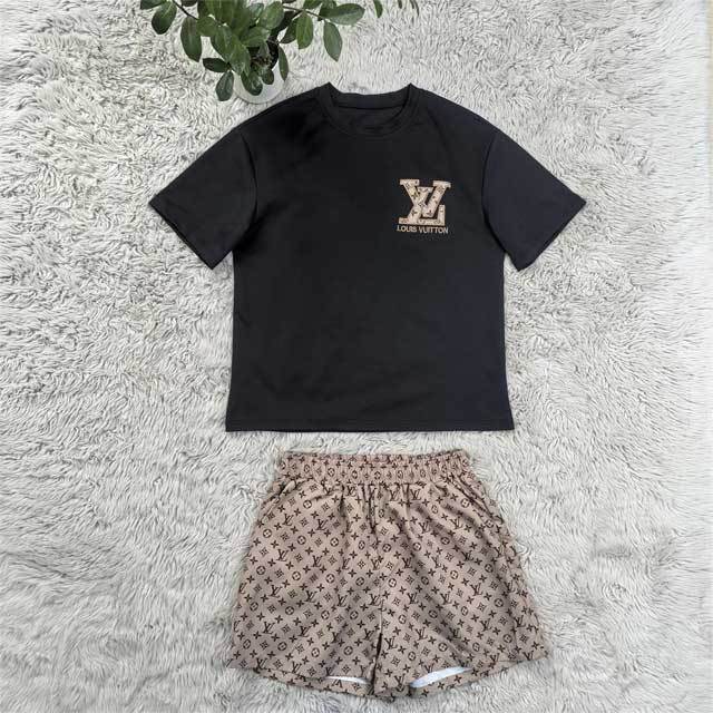 Embroidery Top Casual Printed Short Set