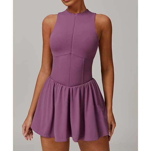 Sleeveless Zipper Up Activewear Mini Dress
