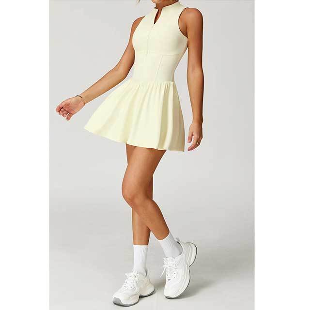 Sleeveless Zipper Up Activewear Mini Dress