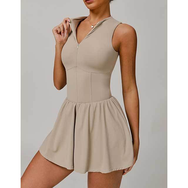Sleeveless Zipper Up Activewear Mini Dress