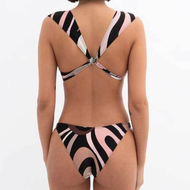 Cut Out Backless One Piece Swimwear Scarf Set