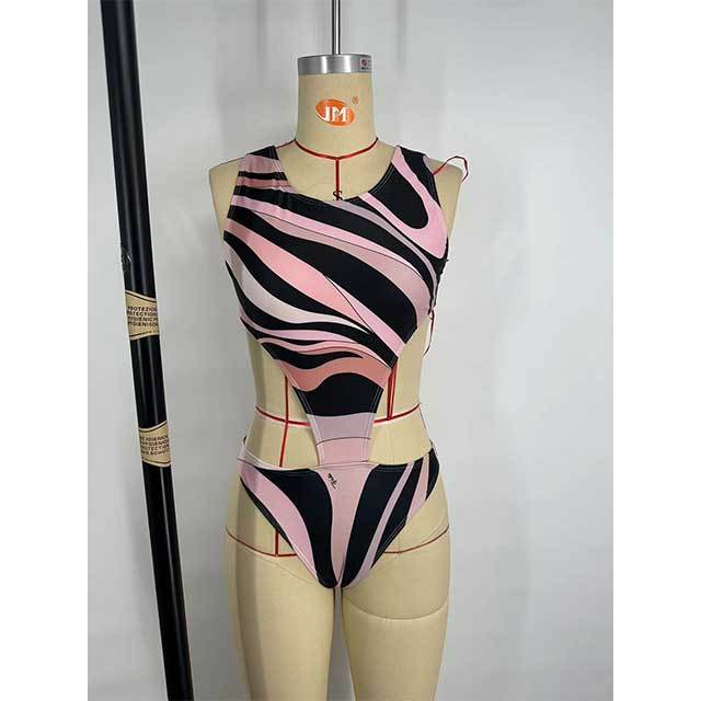Cut Out Backless One Piece Swimwear Scarf Set