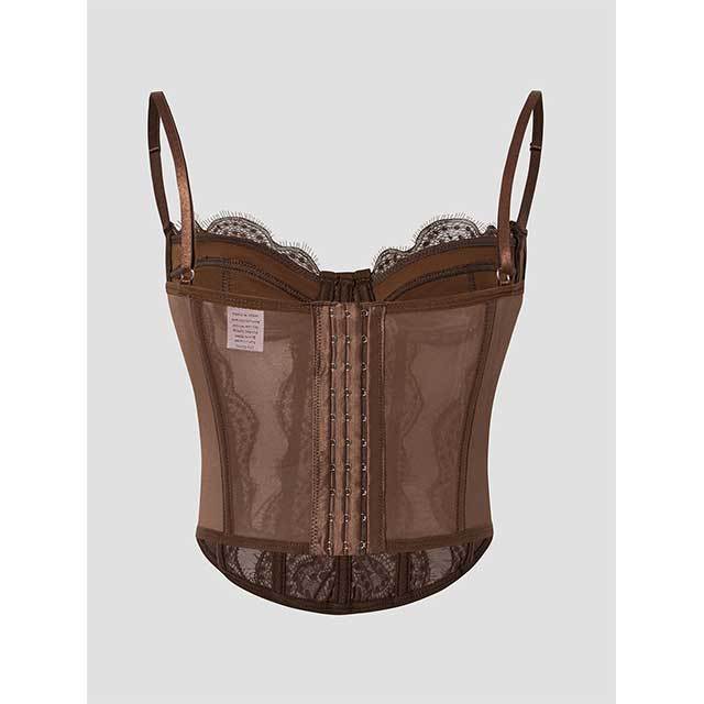 Adjustable Straps See Through Lace Corset Top