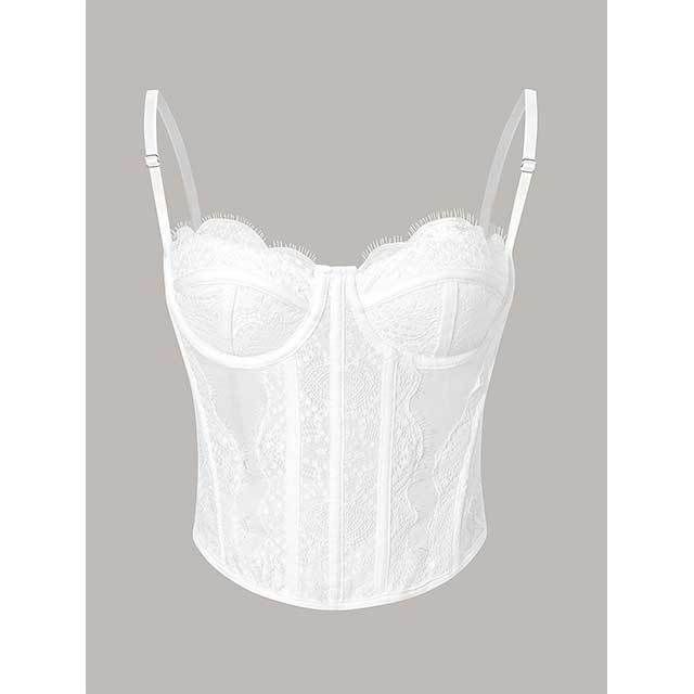 Adjustable Straps See Through Lace Corset Top
